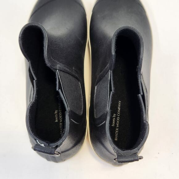 Baxter Wood Havea Black White Sole Chelsea Rain Boot Womens 10 Ankle Pull On - Picture 7 of 10